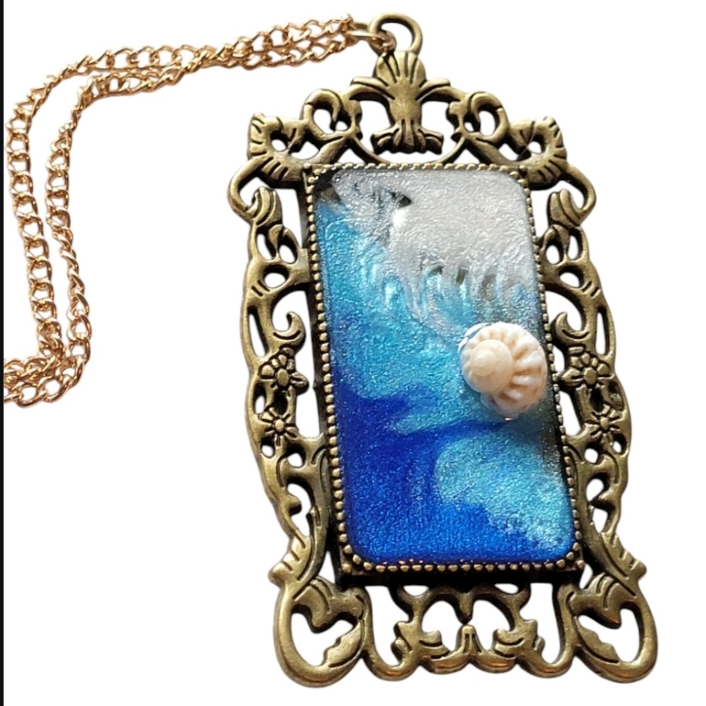 Ocean Themed Pendant in Ornate Frame